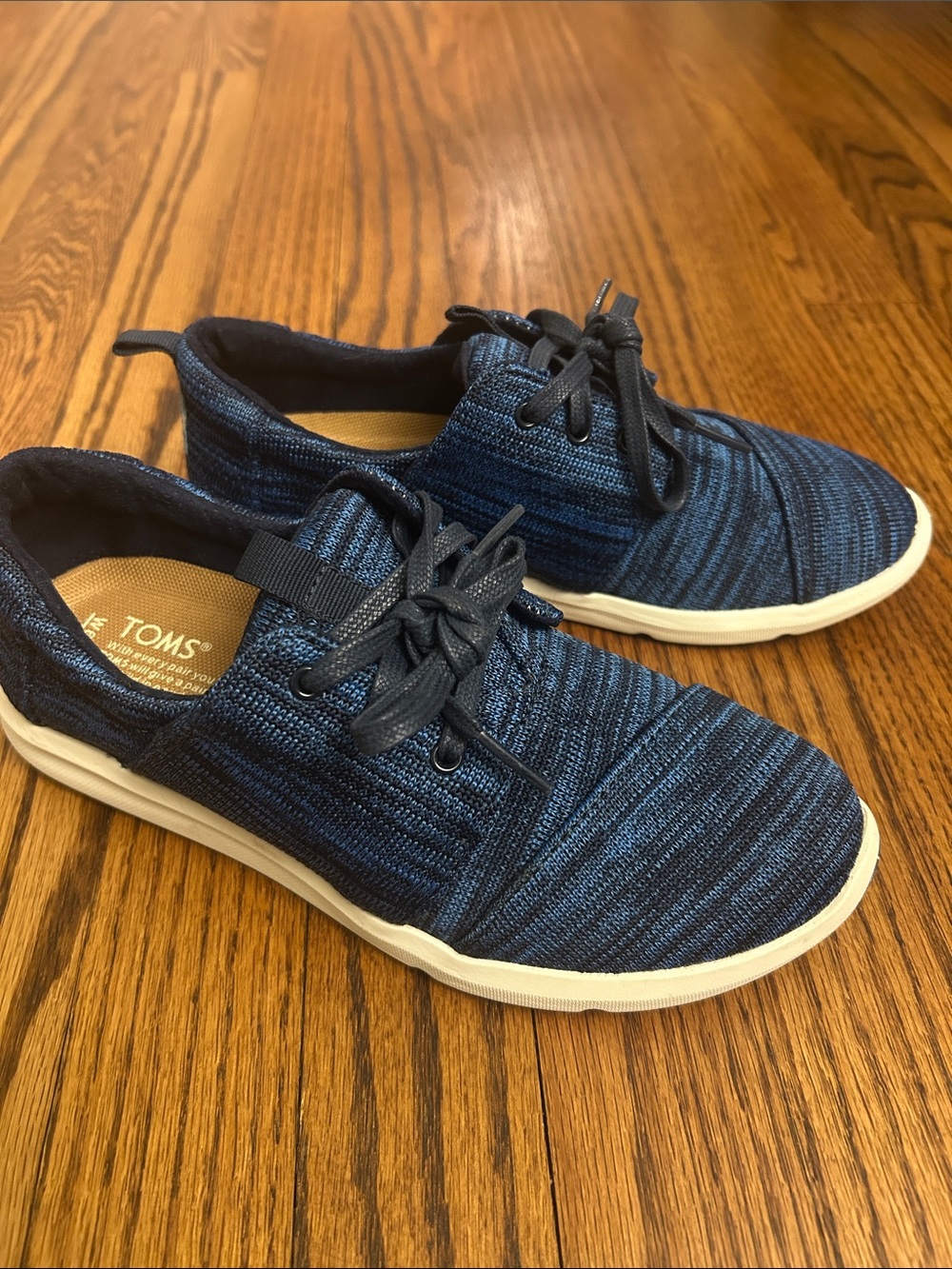 TOMS Blue Knit Lace-Up Sneakers